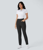 Pantalon de golf taille moyenne à séchage rapide avec multiples poches, fentes et coupe fuselée-Poche pour tee de golf-UPF40+