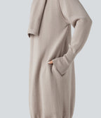 Cardigan long col tailleur manches longues avec poches