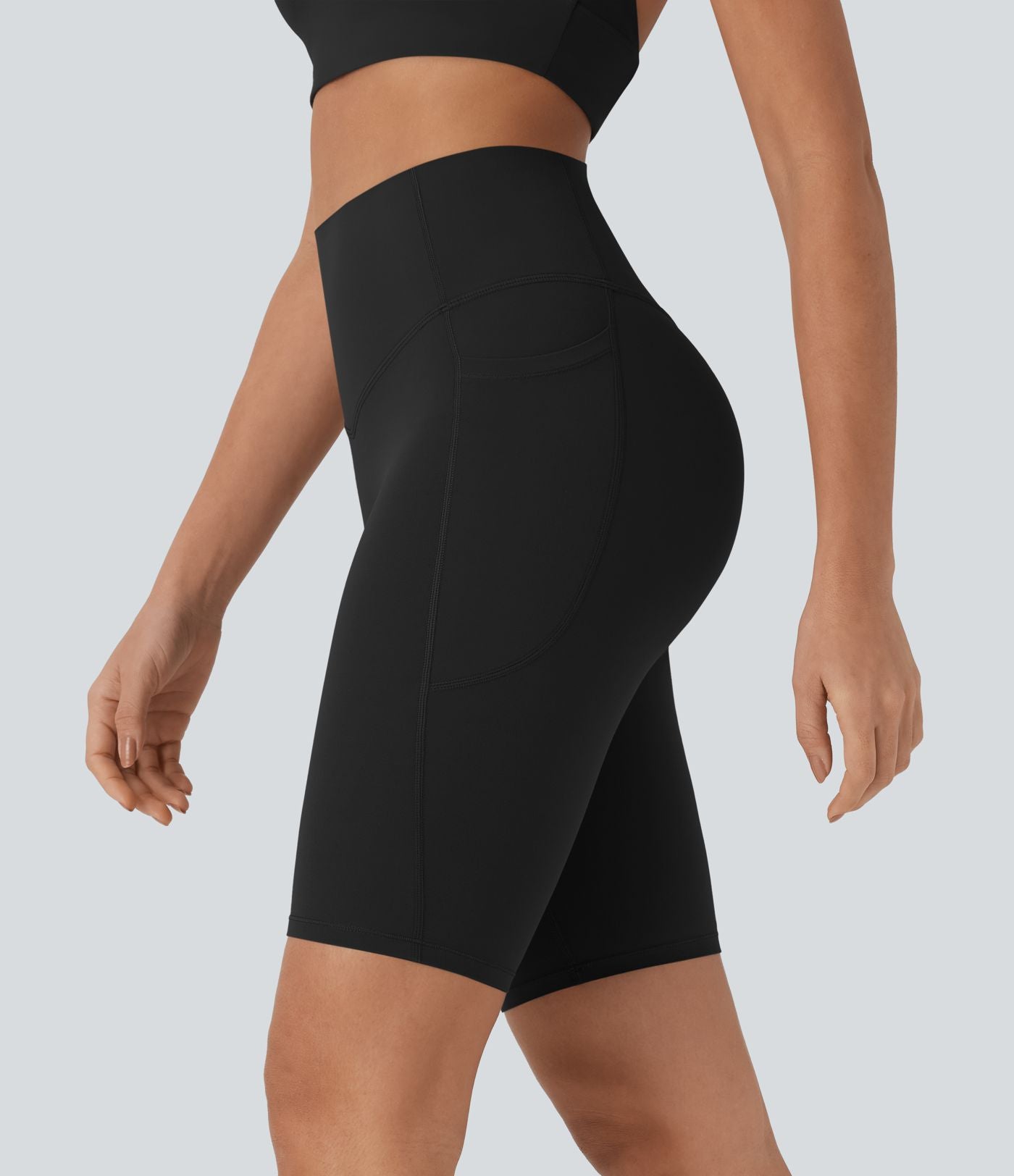Short cycliste 22,8 cm d'entraînement gainant taille haute avec poches Halara UltraSculpt™