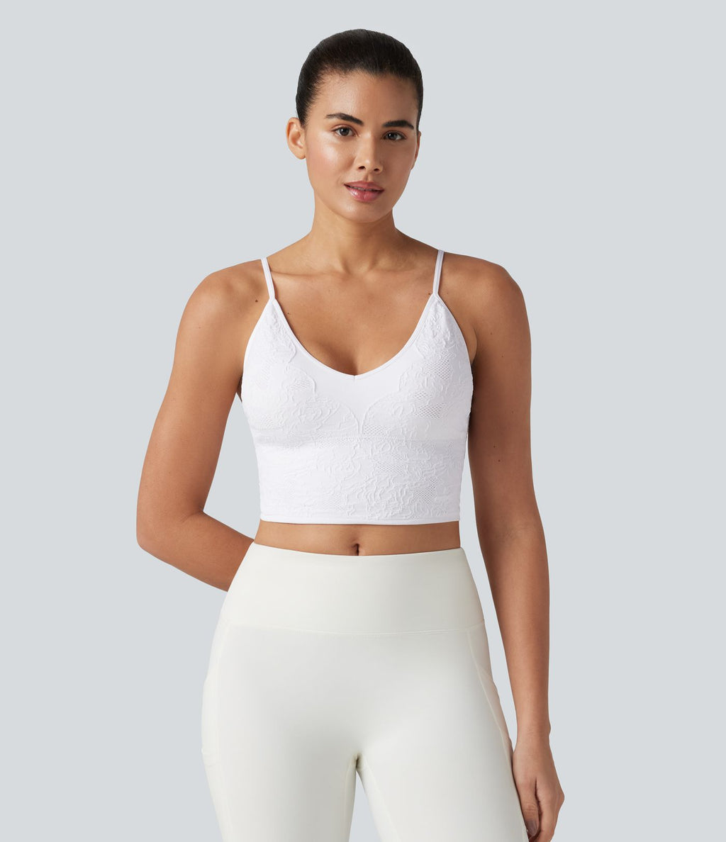 Débardeur de yoga court OneForm Seamless Flow à motif jacquard avec soutien-gorge intégré