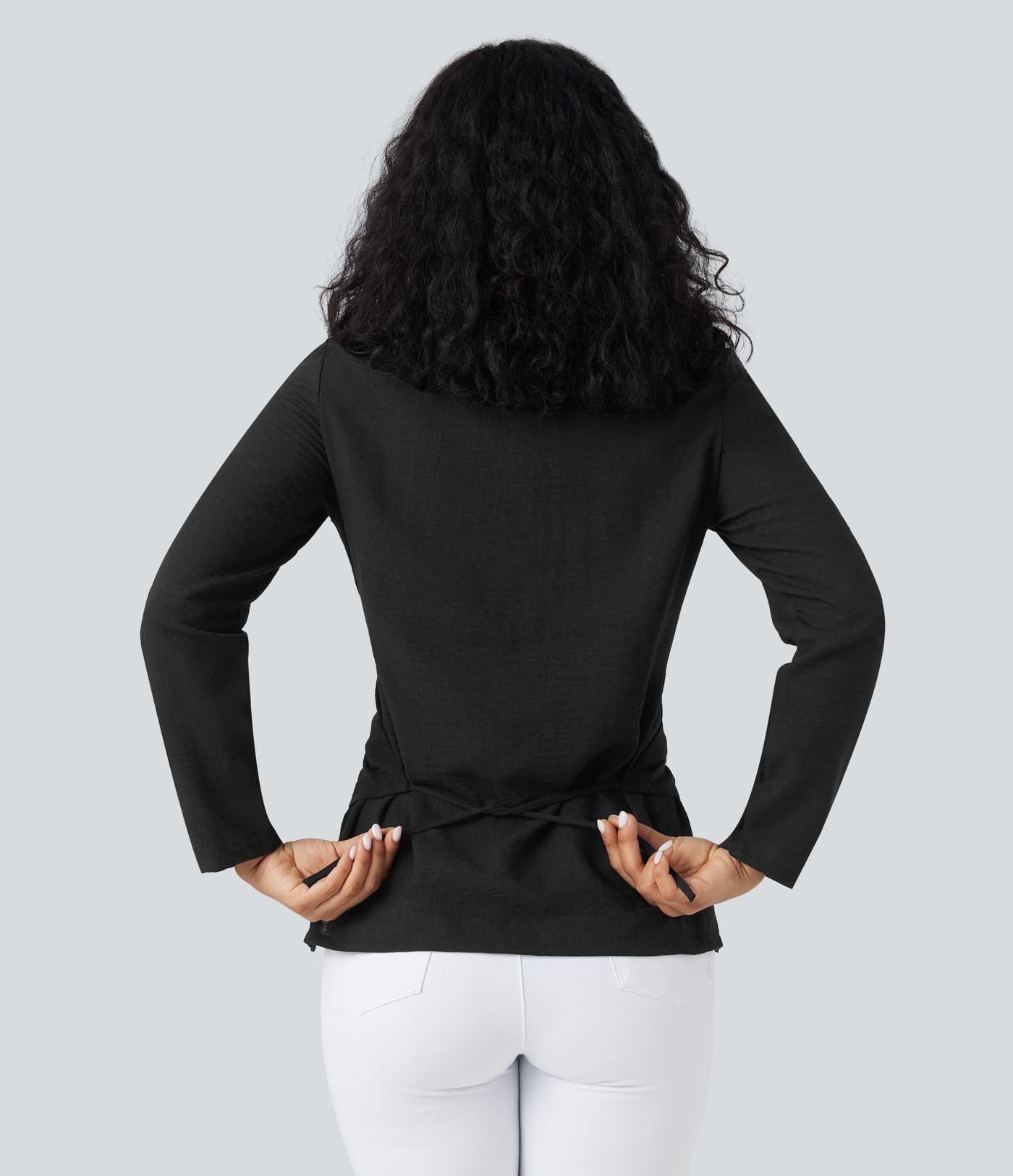 Chemise tailleur portefeuille manches longues avec lien dos