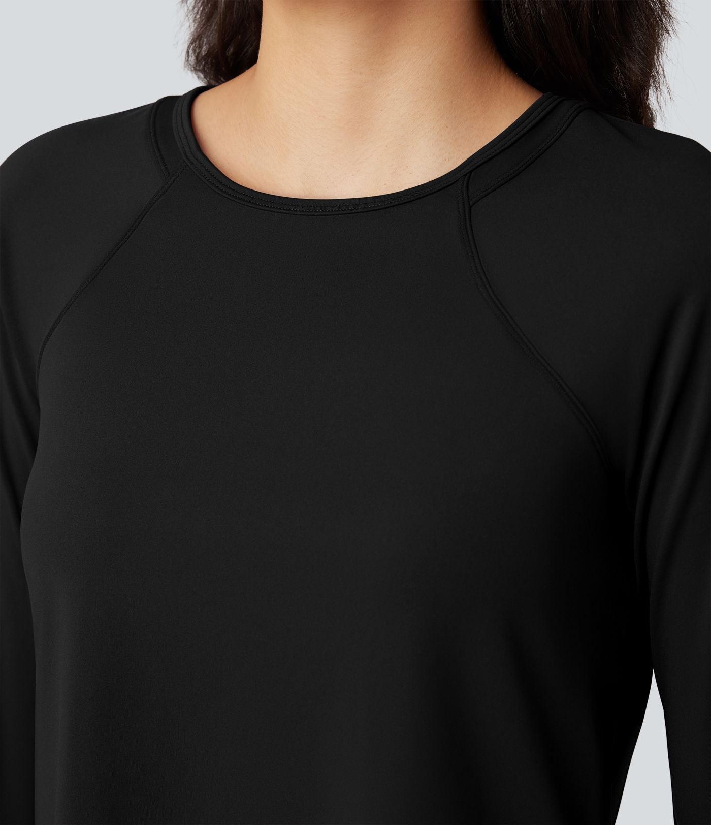 Top de sport running SoftlyZero™ Airy ourlet fendu col rond manches longues - UPF50+