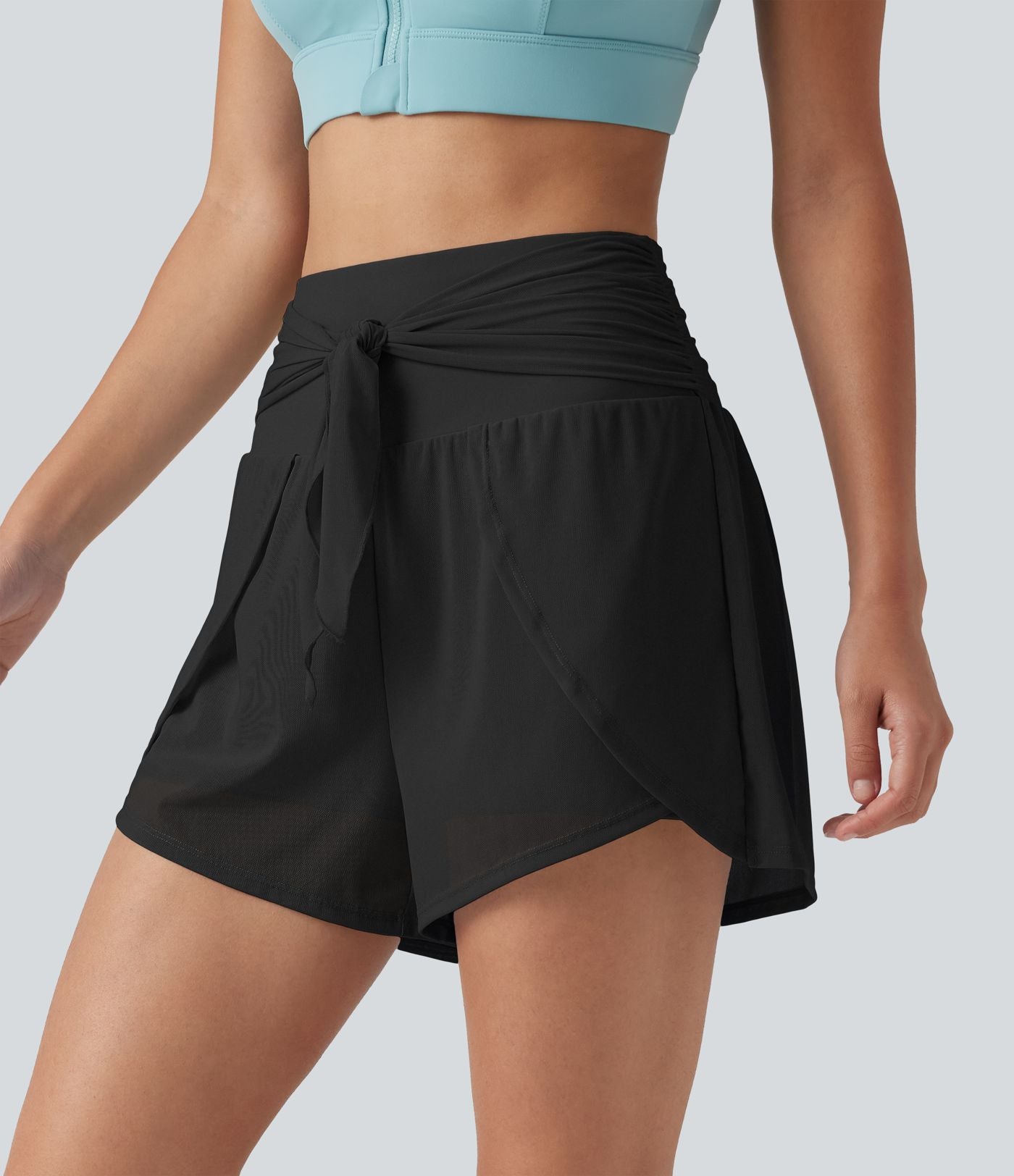 Short de running 2-en-1 SoftlyZero™ Airy 8cm effet frais InstantCool taille haute avec lien devant, mesh contrasté, poches et protection solaire UPF50+