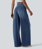 Jean large Halara Flex™ délavé décontracté, taille haute, à poches