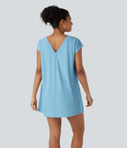 Cache-maillot décontracté à col V avec fente, à effet frais InstantCool, protection solaire UPF50+