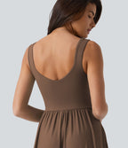 Robe longue fluide sans manches avec brassière intégrée (Bonnets E-G) et poches