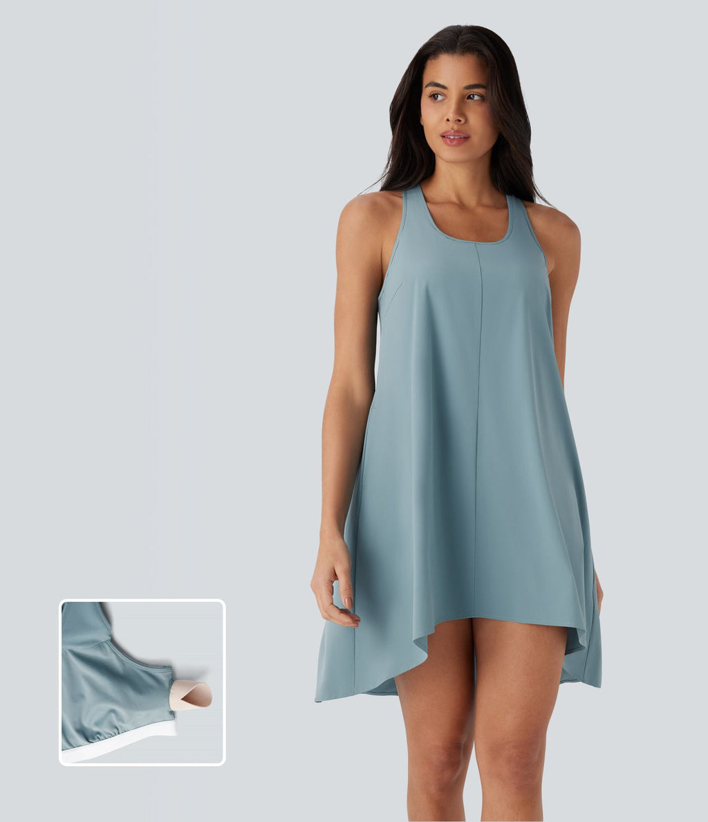 Robe décontractée mini fluide Breezeful™ à dos nageur, poches latérales, ourlet asymétrique et séchage rapide