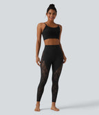 Legging yoga 7/8 Halara UltraSculpt™ gainant taille haute avec dentelle contrastante et poche