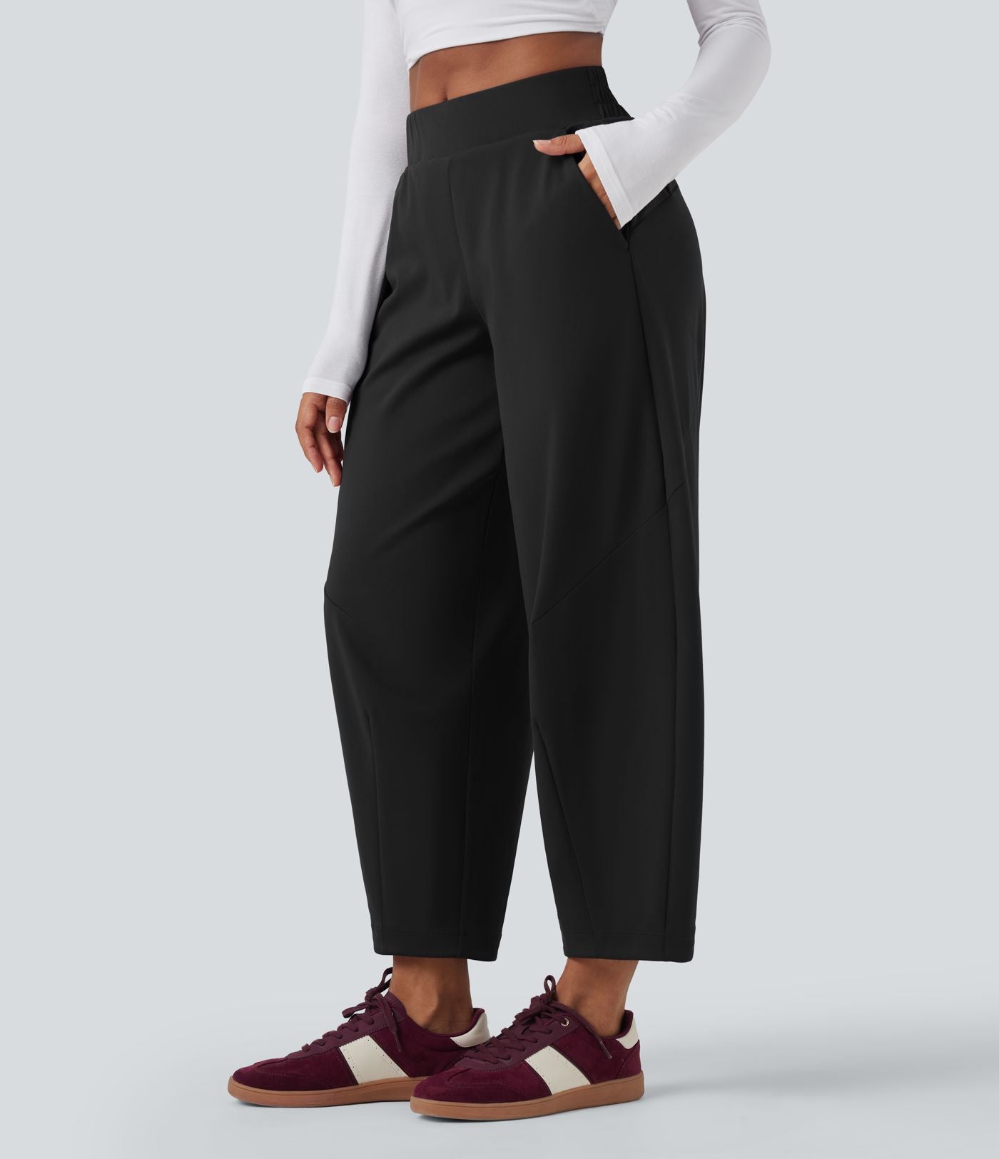 Pantalon 7/8 jambes tonneau taille moyenne DayStretch avec poches