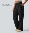 Pantalon décontracté coupe droite taille mi-haute avec poches
