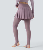 Legging à jupe étrier danse Breezeful™ 2-en-1 taille haute plissé résille contrastante séchage rapide avec poches