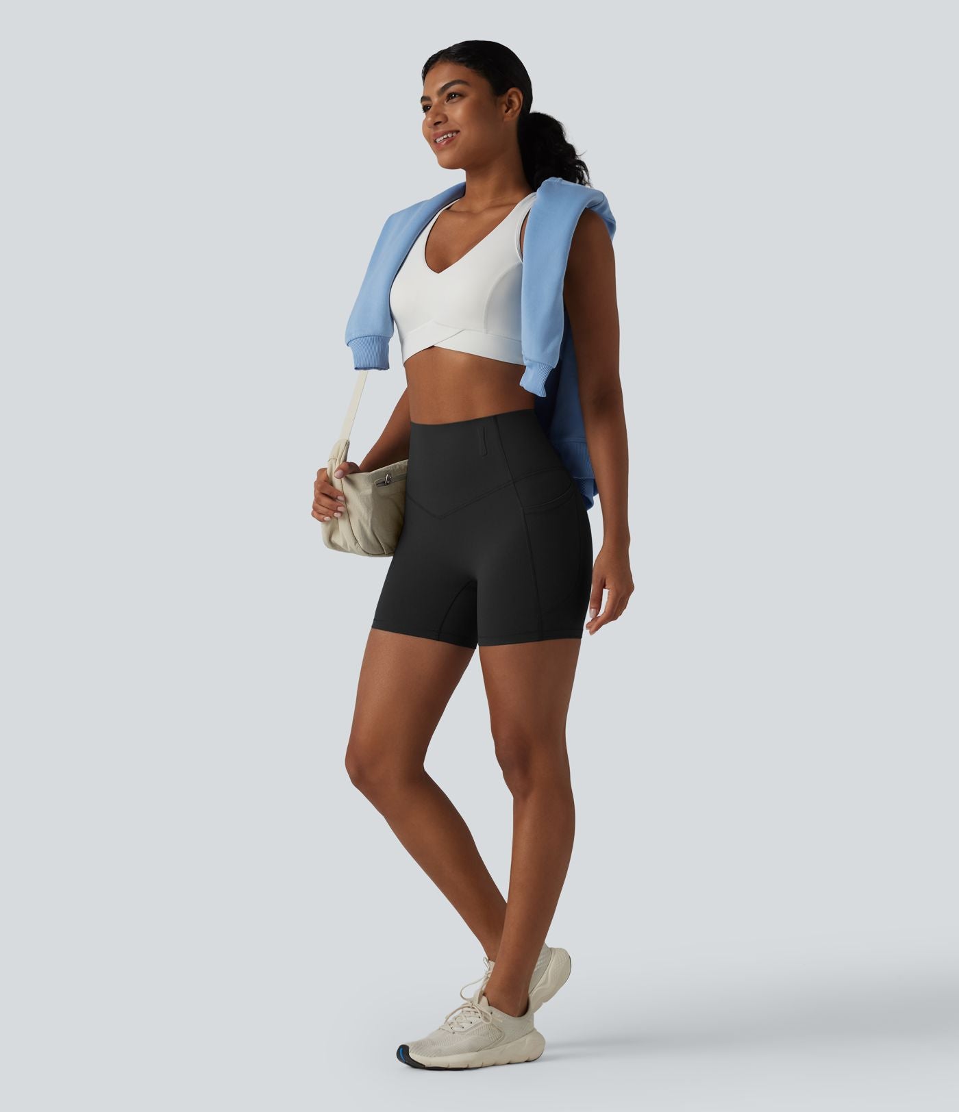 Short cycliste de yoga ventre plat Halara UltraSculpt™, taille haute, anti-roulis, 12,5 cm, avec poches