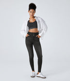 Halara Flex™ Jean skinny Casual Taille Haute Fermeture Éclair Boutonnés Plusieurs Poches Tricot Extensible