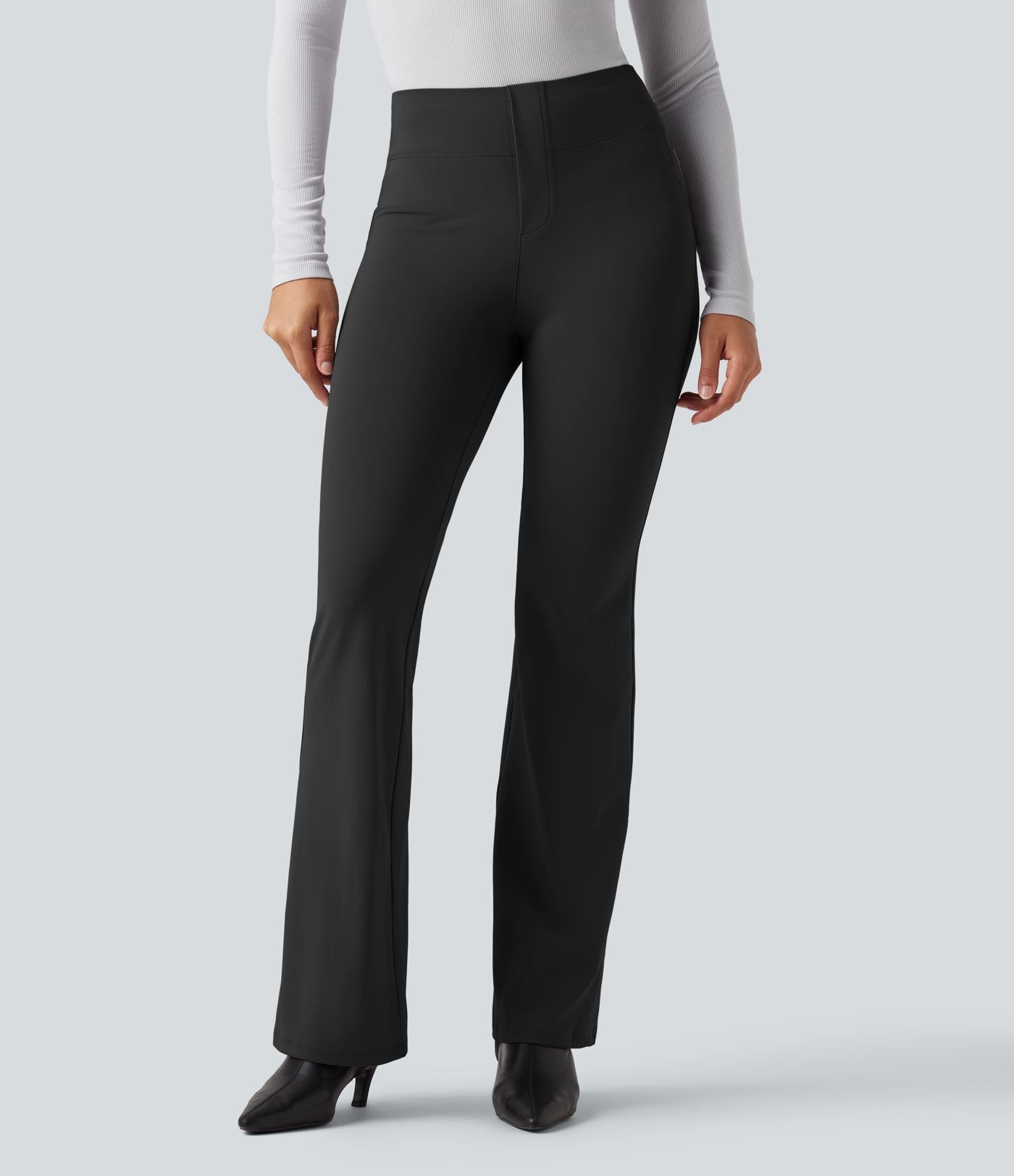 Pantalon tailleur bootcut taille haute ventre plat avec poches