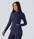 Veste d'équitation ajustée Softlyzero™ avec col montant, passe-pouces, poches, plis et fermeture éclair - Protection UPF50+