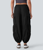 Jogging cargo décontracté parachute taille moyenne à cordon avec poches latérales et fronces
