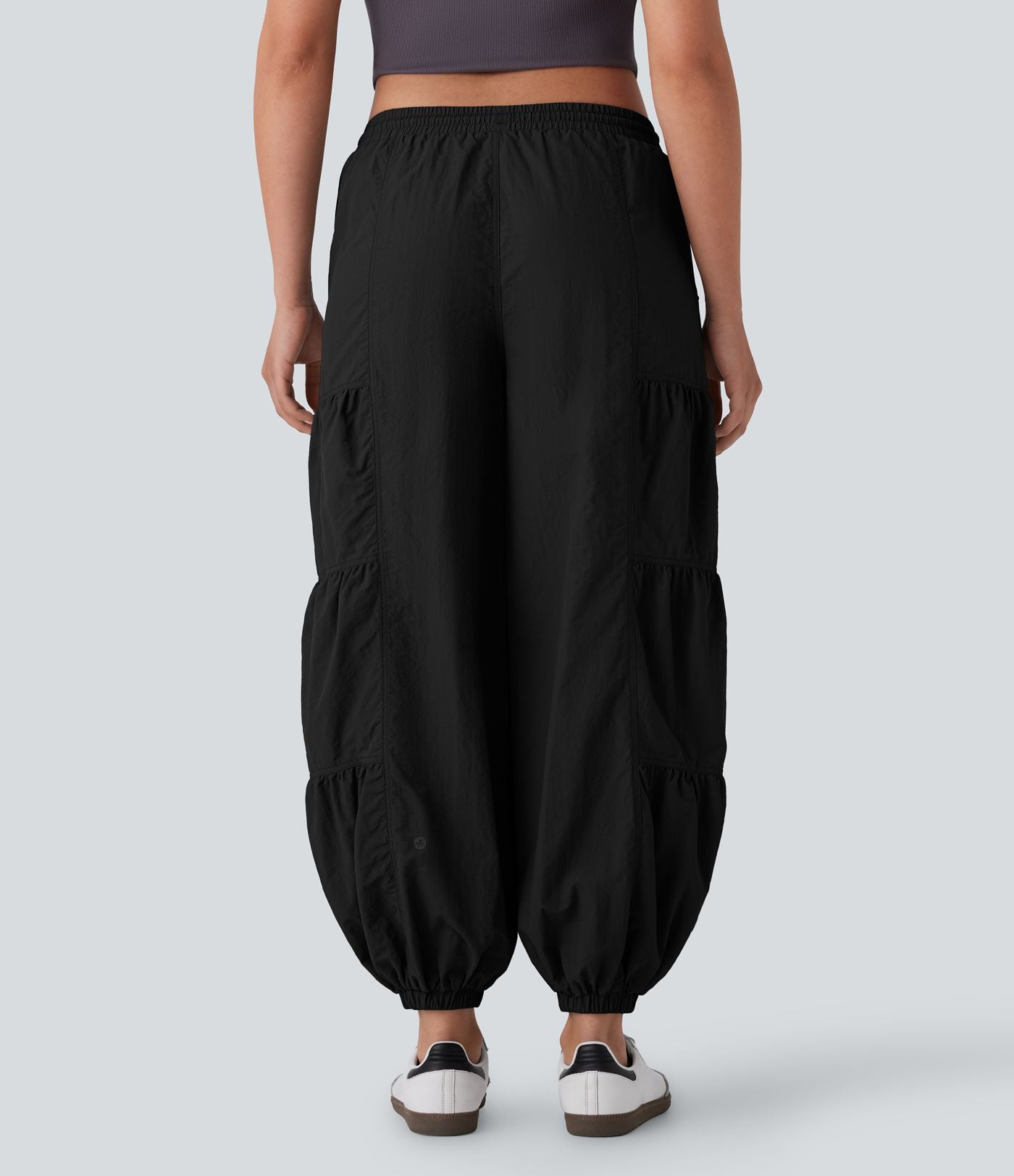 Jogging cargo décontracté parachute taille moyenne à cordon avec poches latérales et fronces