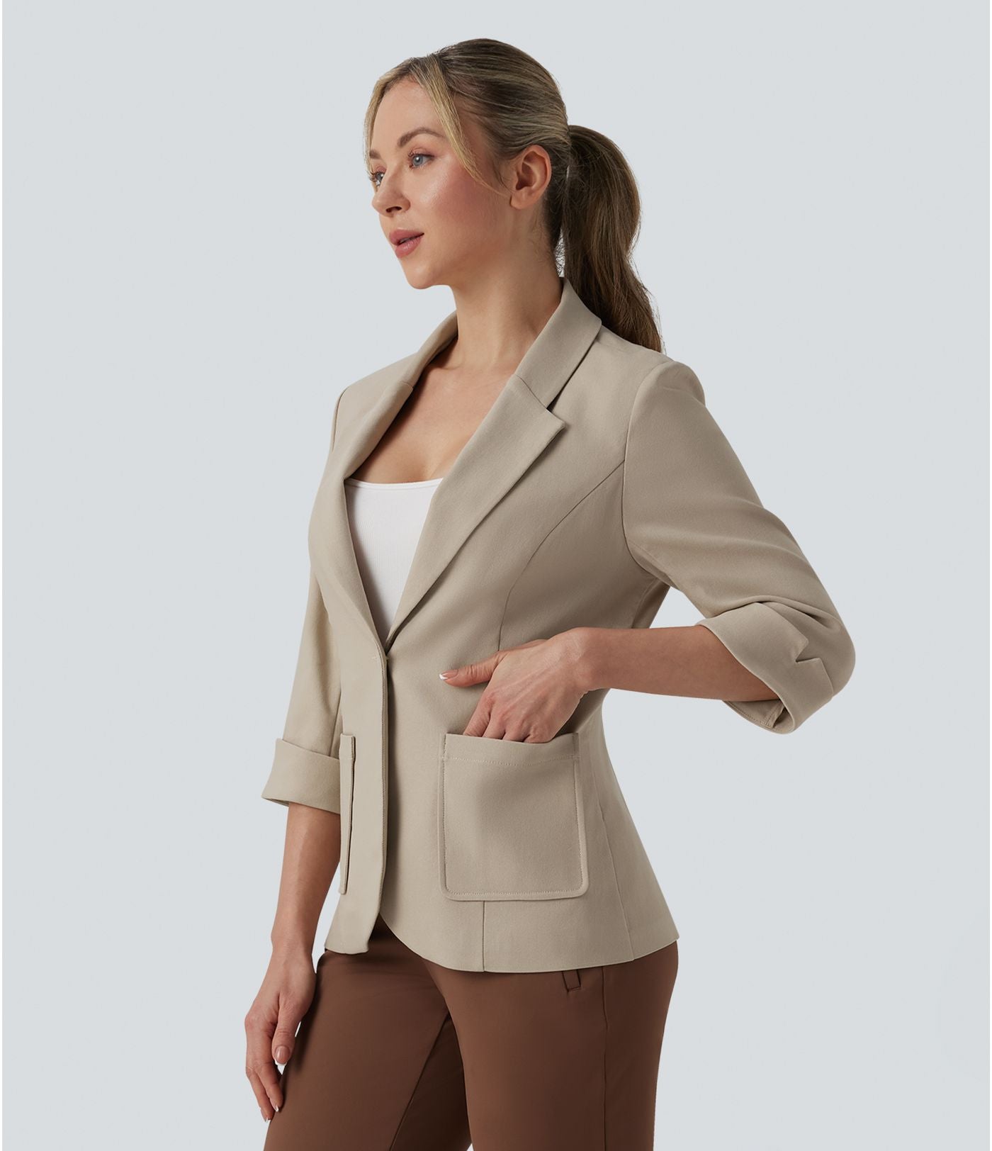 Blazer de travail col châle manches 3/4 avec poches