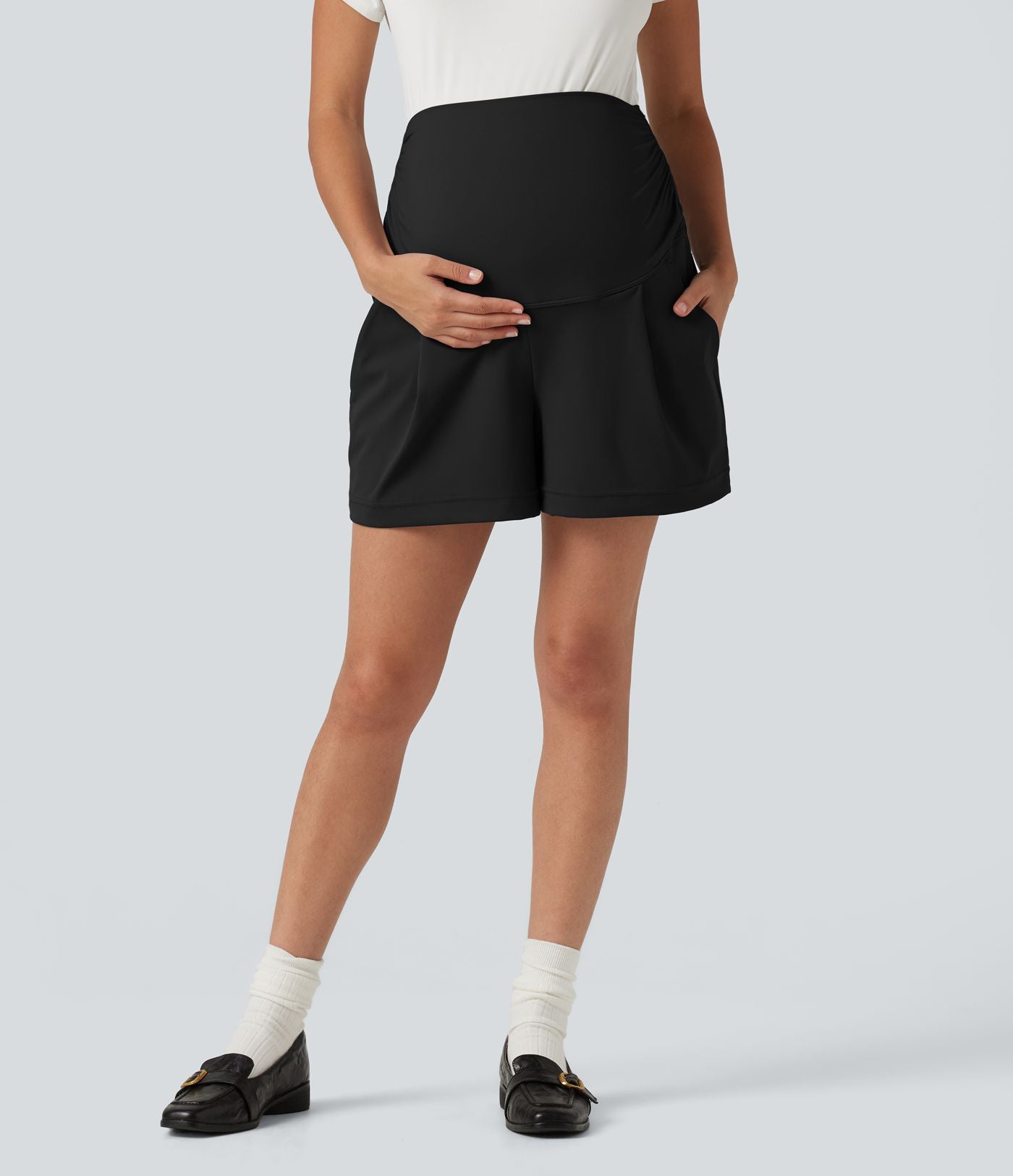 Short habillé de grossesse DayStretch 10 cm taille très haute coupe ample avec fronces et poches