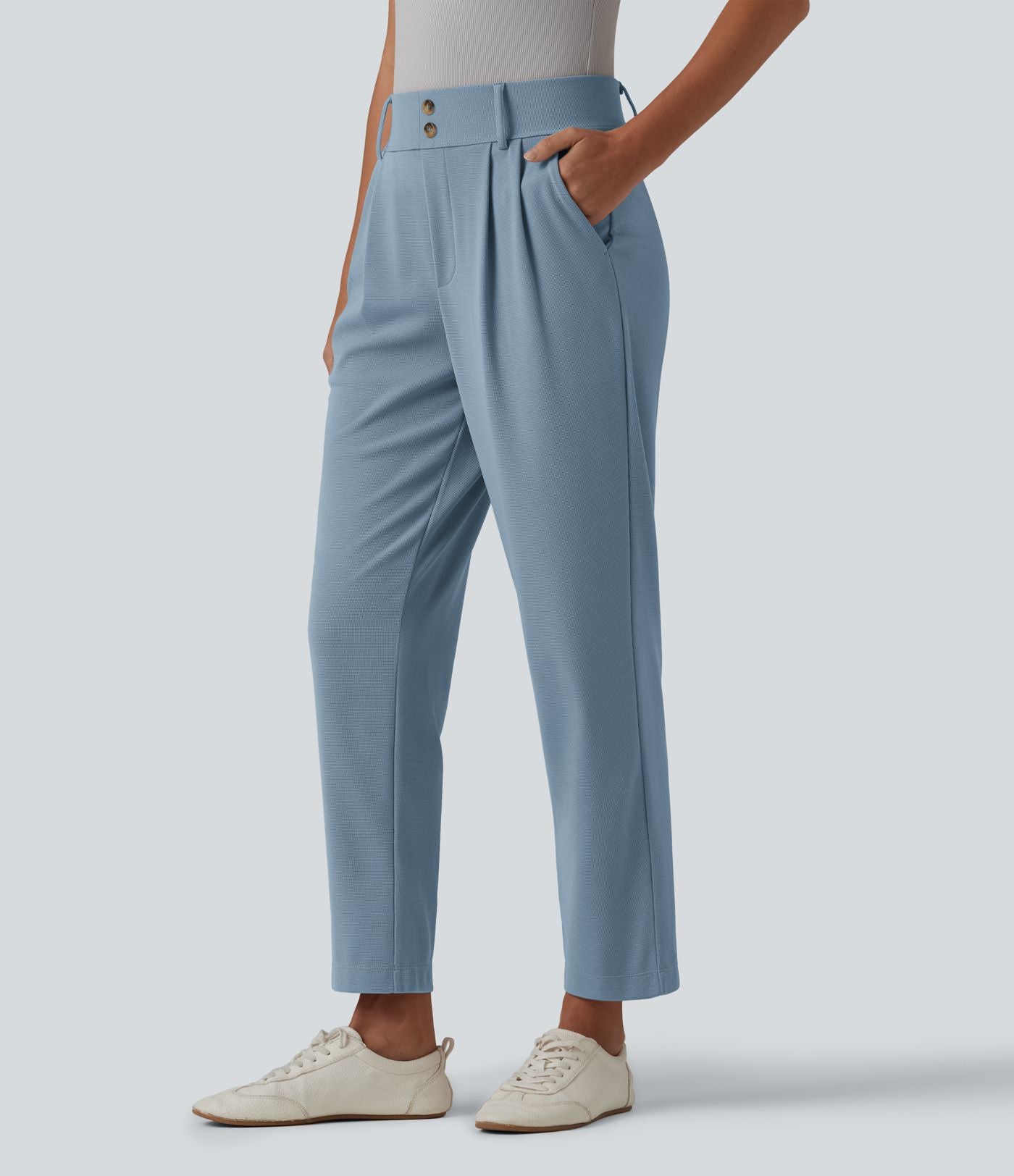 Halara Flex™ Pantalon tailleur fuselé taille haute en tissu gaufré avec poches
