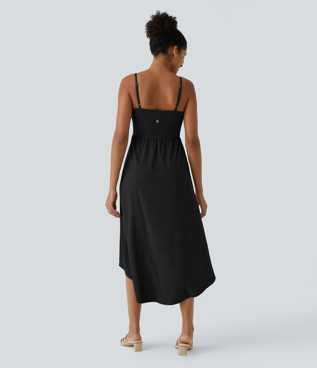 Breezeful™ Robe Casual 2 Pièces Dos Nu Haut Bas Poche Latérale Fluide Séchage Rapide