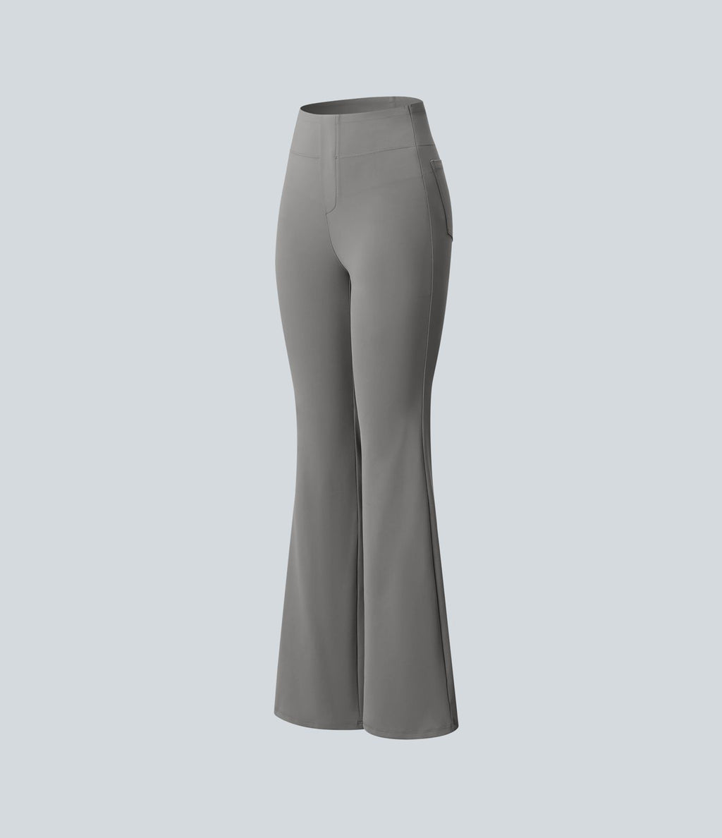 Pantalon tailleur bootcut taille haute ventre plat avec poches