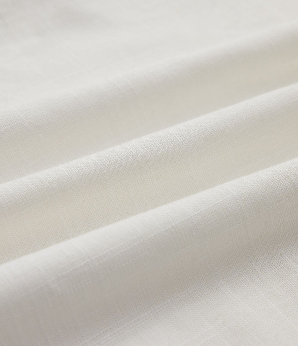 Chemise décontractée en lin col ourlet arrondi manches longues boutonnée avec poches
