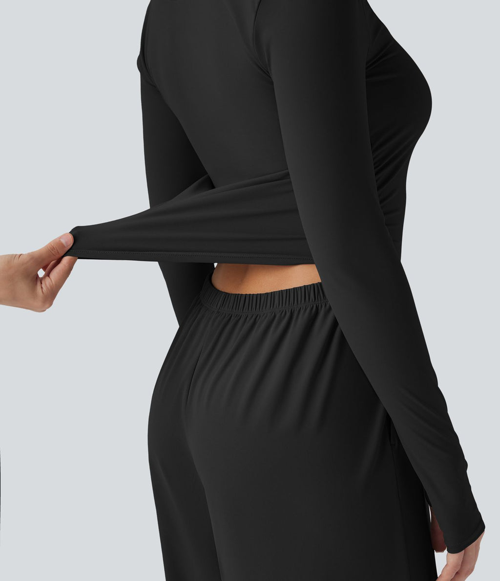 Combinaison workout SoftlyZero™ Airy manches longues trous pouces Cool Touch avec poches - Édition Easy Peasy