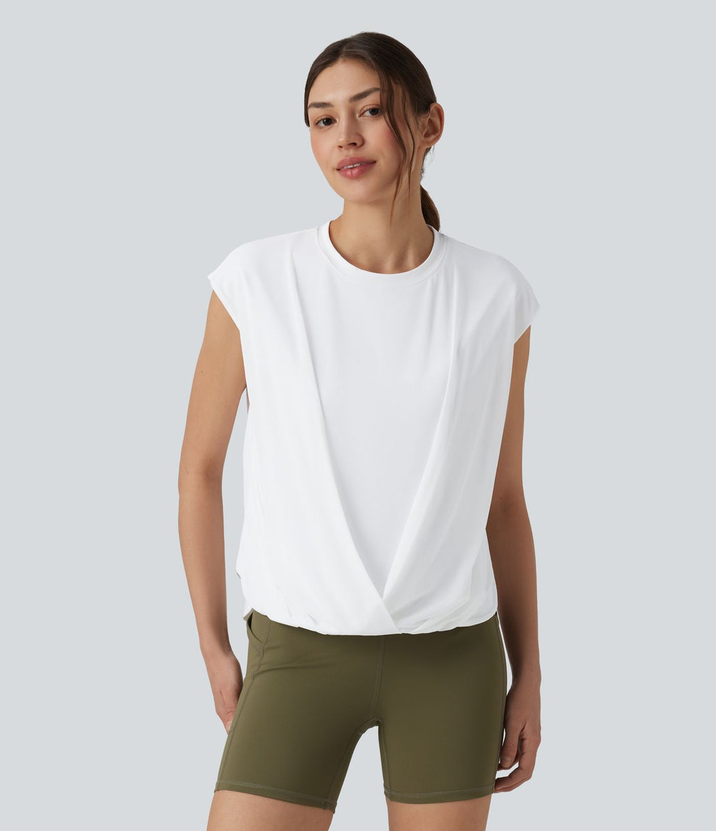 Haut de sport yoga SoftlyZero™ Airy col rond sans manches mesh contrastant effet frais InstantCool