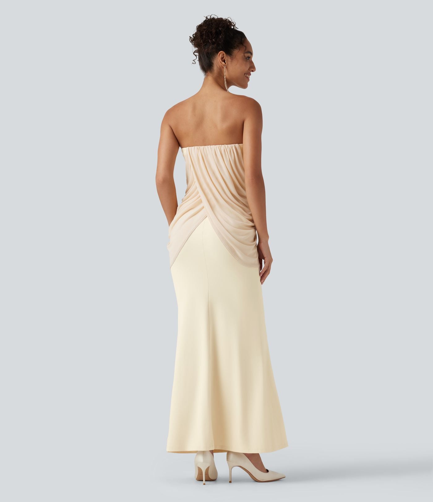 Robe maxi sirène SoftlyZero™ Plush bustier avec maintien intégré, coussinets amovibles et mesh contrasté