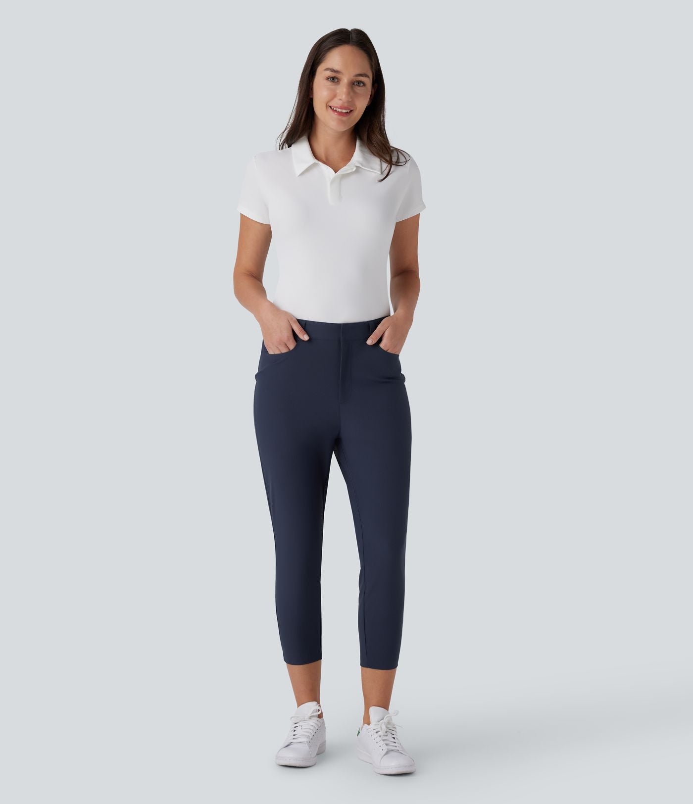 Pantalon de Golf Capri Taille Moyenne avec Poches Multiples, Coupe Fuselée, Séchage Rapide - Avec Poche pour Tees - Protection UPF40+