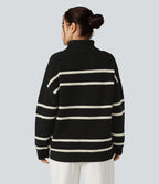 Pull color block col montant manches longues