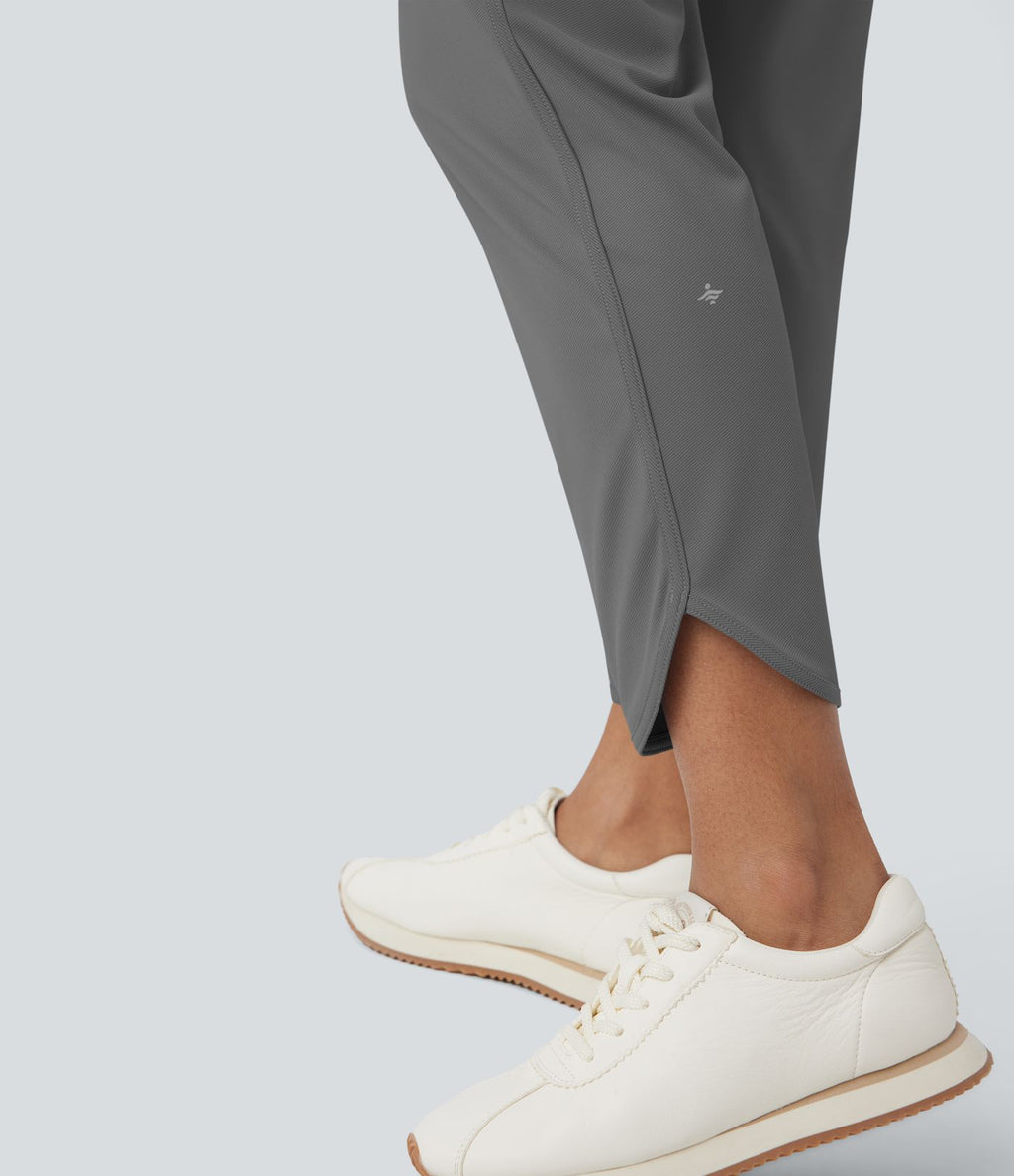 Pantalon de golf fuselé, taille mi-haute, cordon, ourlet courbé, séchage rapide, avec poches—UPF40+