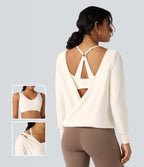 Top de sport yoga SoftlyZero™ Airy 2-en-1 découpe au dos toucher frais
