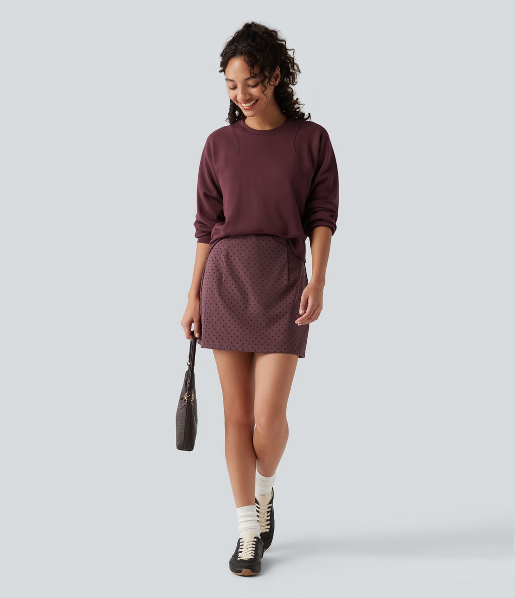 Jupe-short mini taille haute en velours à pois