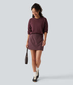 Jupe-short mini taille haute en velours à pois