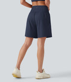 Short de yoga SoftlyZero™ Airy 2-en-1, taille haute, croisé, à effet frais InstantCool, 17,5 cm, avec poches