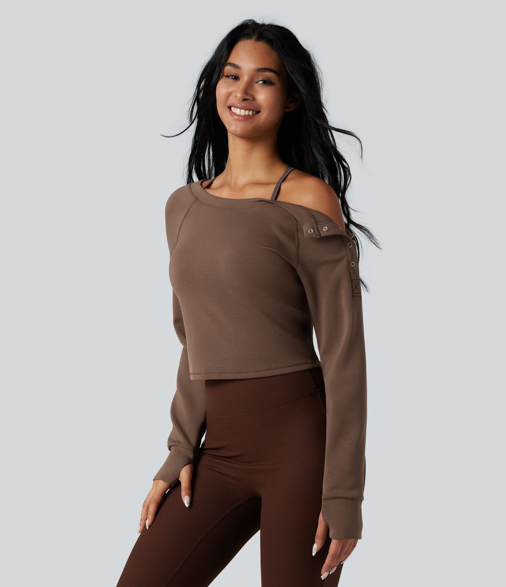 Sweat-shirt décontracté SpacerTek™ col bateau, manches longues avec trous pour les pouces