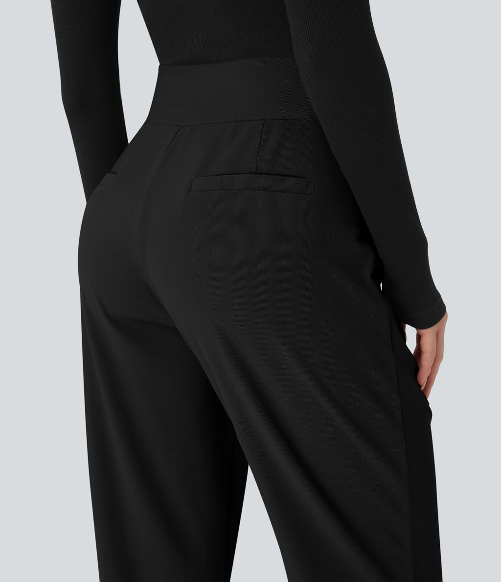 Pantalon tailleur fuselé Halara Flex™ taille mi-haute micro gaufré gainant avec poches