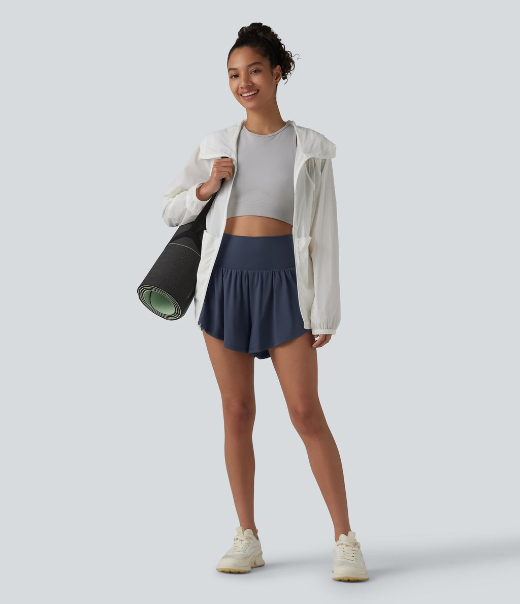 Short de yoga 2-en-1 SoftlyZero™ Airy effet frais InstantCool taille haute 7,5 cm avec poches