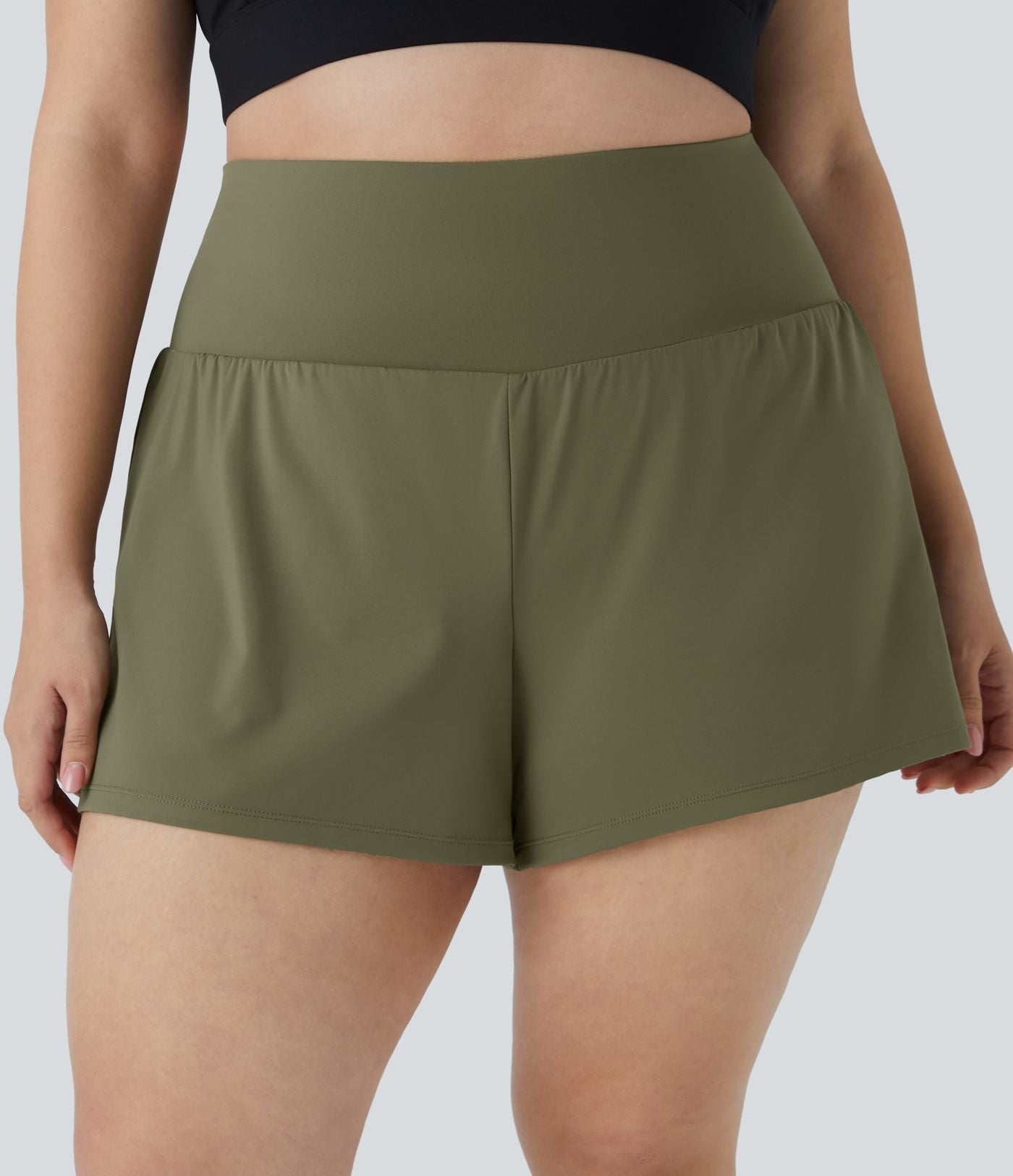 Short 8,8cm Sport Grande Taille 2 en 1 avec Poches Arrière et Poches Latérales Cachées