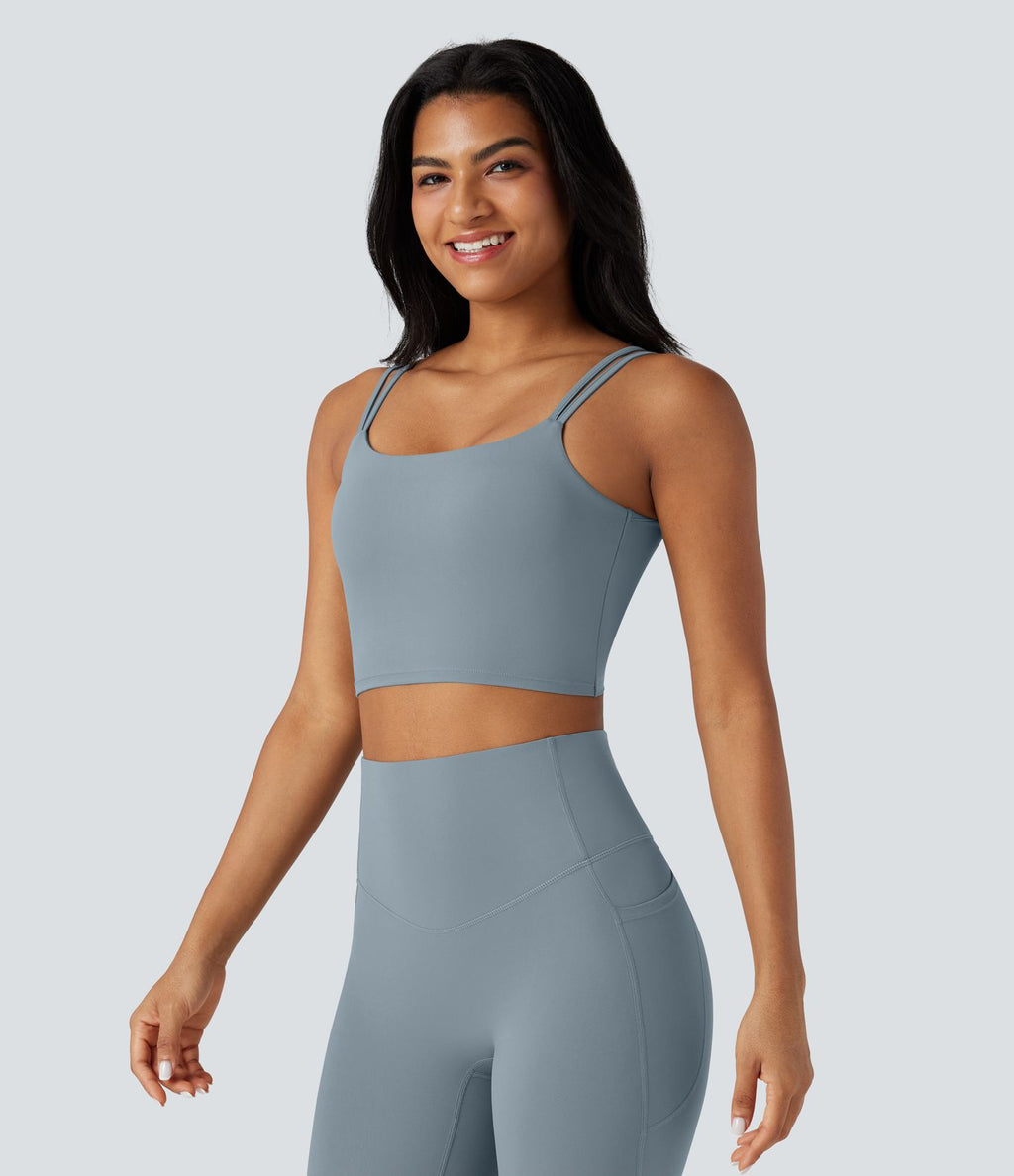 Débardeur yoga court Halara UltraSculpt™ double bretelles torsadé dos nu