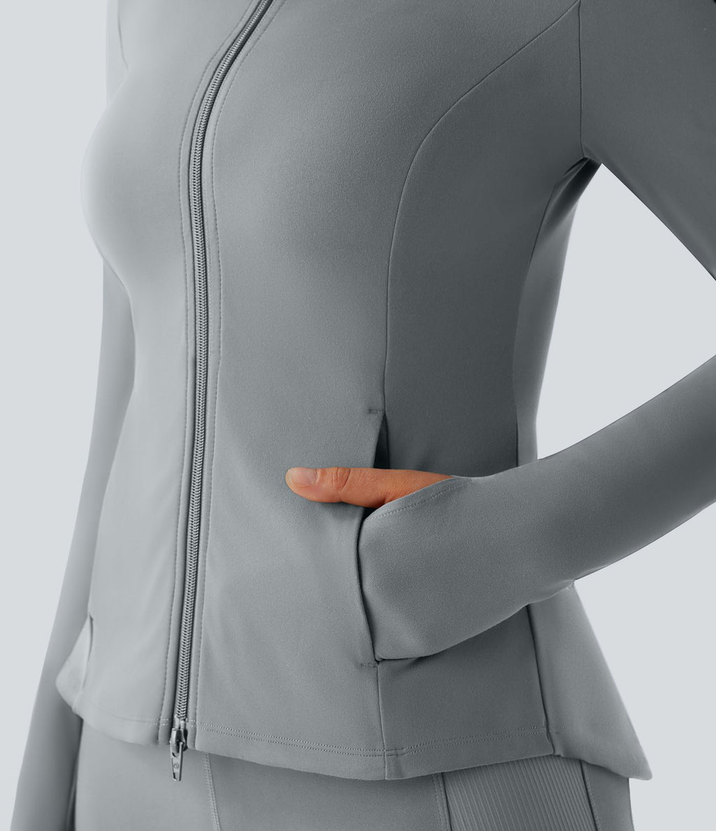 Veste d'équitation ajustée Softlyzero™ avec col montant, passe-pouces, poches, plis et fermeture éclair - Protection UPF50+