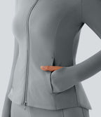 Veste d'équitation ajustée Softlyzero™ avec col montant, passe-pouces, poches, plis et fermeture éclair - Protection UPF50+