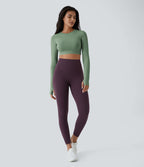 Top Sport Yoga Uni à Trou pour le Pouce Coupe Courte