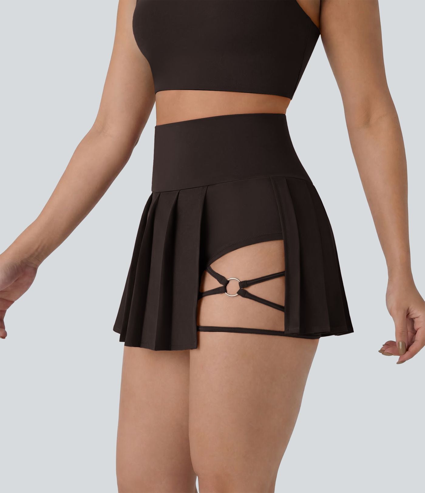 Jupe-short de danse mini Breezeful™ à taille haute, plissée, 2-en-1, avec poches latérales et arrière, ourlet asymétrique et séchage rapide