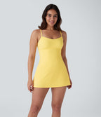 Softlyzero™ Robe-slip Sport 2-en-1 mini aérienne pour danse, effet fraîcheur, dos nu, laçage croisé et poches latérales