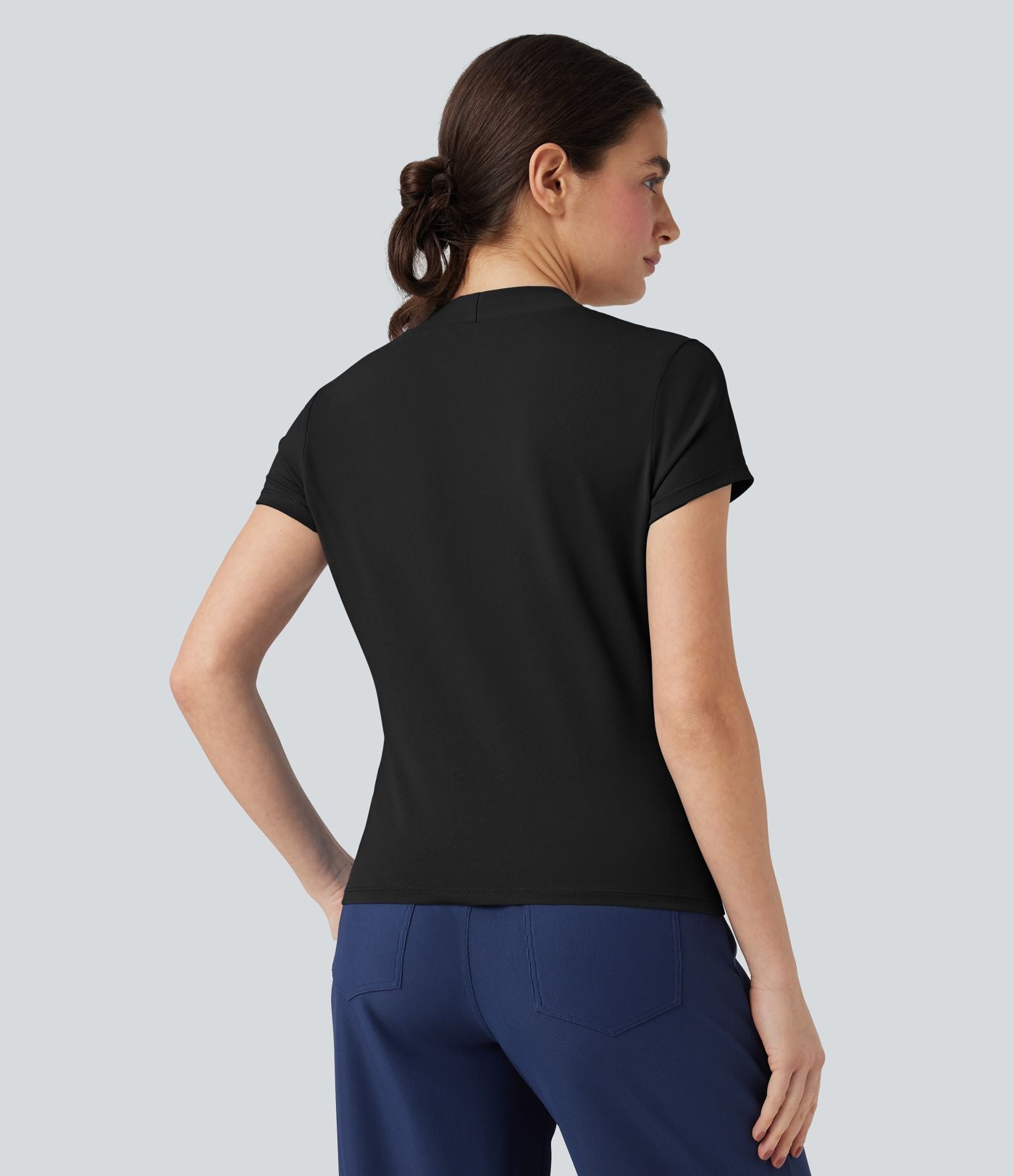 Haut tailleur col V manches courtes