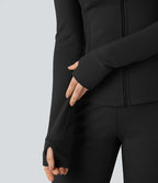 Veste d'entraînement polaire manches longues avec trous pouces et poches