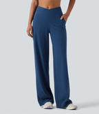 Pantalon de yoga Halara UltraSculpt™ taille haute, coupe droite et croisée, avec poches